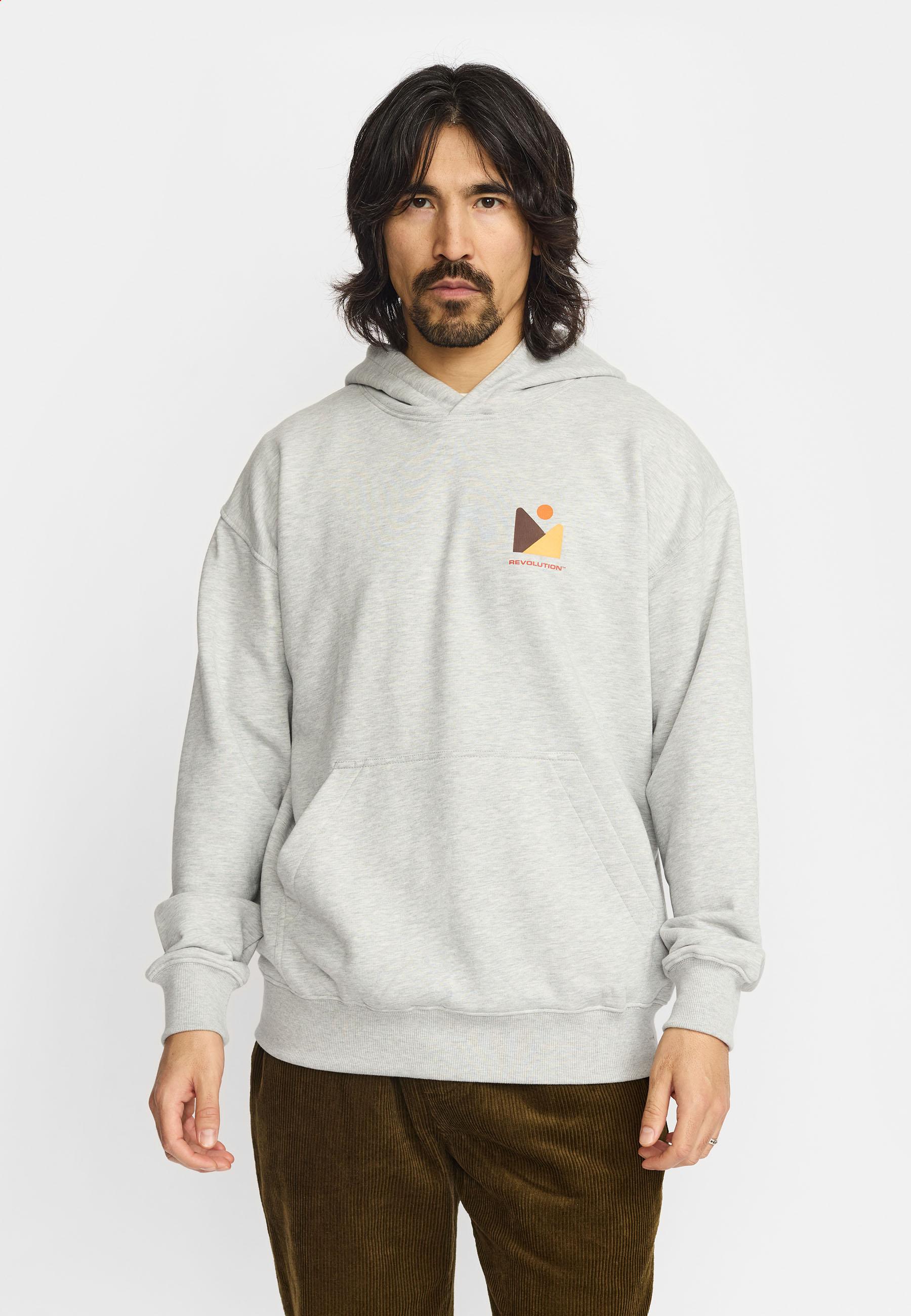 Revolution Printed Hoodie Grey Melange Herren grau